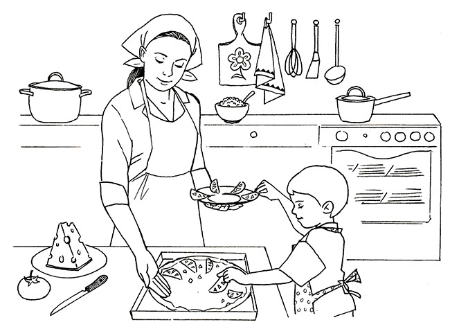 Программа мама готовит. Мама на кухне рисунок карандашом. Готовка раскраска для детей. Раскраски мама готовит обед для дошкольников. Мама готовит обед картинки для детей.