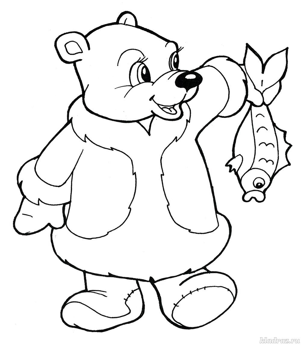 Медведь из сказки Теремок раскраска