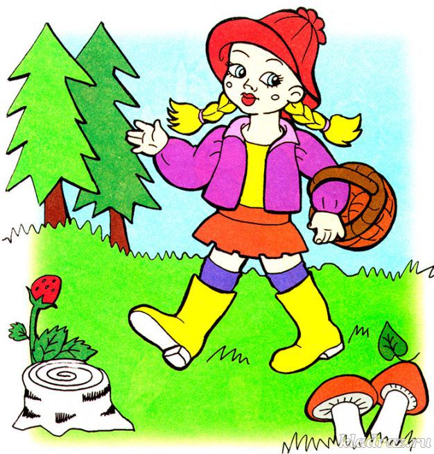 Картинки для детей. Девочка в лесу