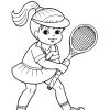 Раскраска для детей. Девочка играет в теннис