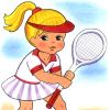 Картинка для детей. Девочка играет в теннис