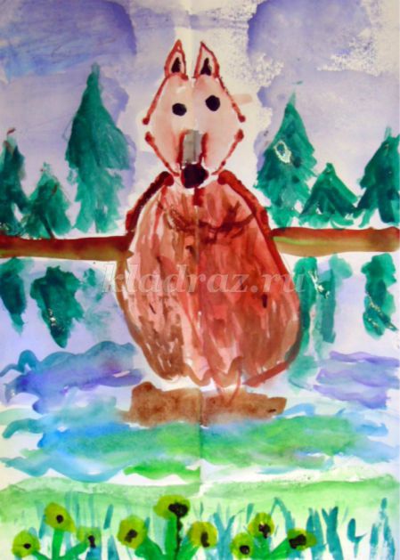 Рисунок для ребенка 5 лет с мишкой