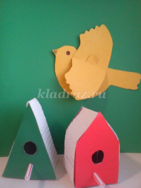 Весенние поделки из картона своими руками для детского сада. Птицы и домики