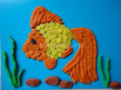 Мозаичная аппликация «Золотая рыбка». Мастер – класс с пошаговым фото