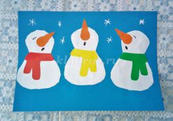 Аппликация из цветной бумаги «Поющие снеговики». Мастер- класс с пошаговым фото