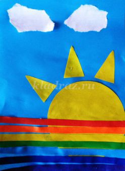 Аппликация из цветной бумаги для детей средней группы детского сада «Радуга после дождя». Мастер класс с пошаговым фото