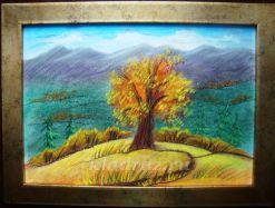 Поэтапное рисование осеннего пейзажа в технике сухая пастель «Старый клен» с учащимися 10-12 лет. Мастер-класс поэтапно с фото