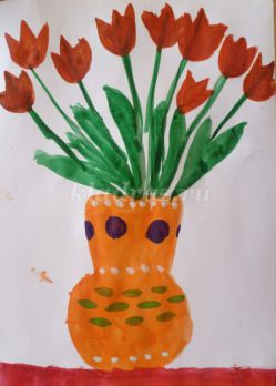 Детский рисунок «Букет тюльпанов» с пошаговым фото