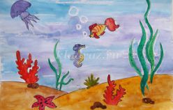 Мастер-класс по нетрадиционному рисованию акварельными красками и парафиновой свечкой «Подводный мир»