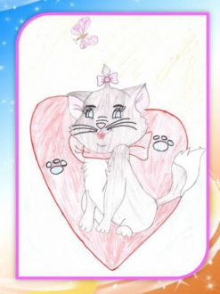 Мастер-класс по рисованию кошки с бантиком с поэтапными рисунками