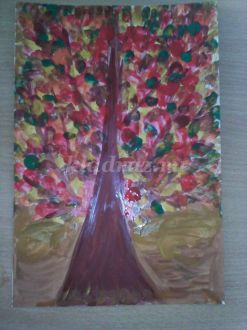«Осеннее дерево». Рисунок гуашью. Мастер-класс с пошаговым фото