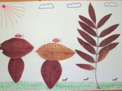 Аппликация из осенних листьев «Грибочки из листочков». Мастер-класс с пошаговыми фото