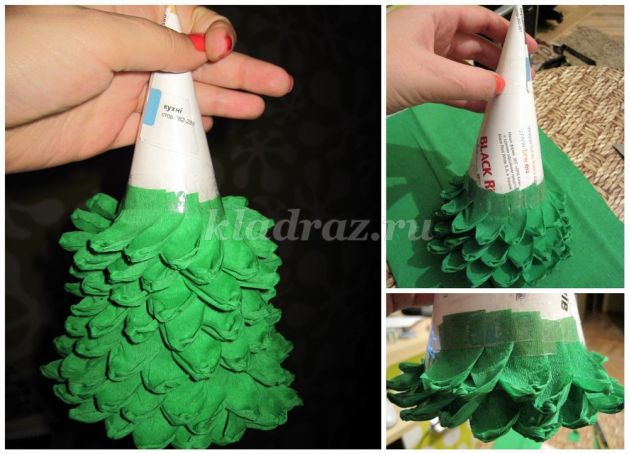 Как сделать елку из гофрированной бумаги своими руками?